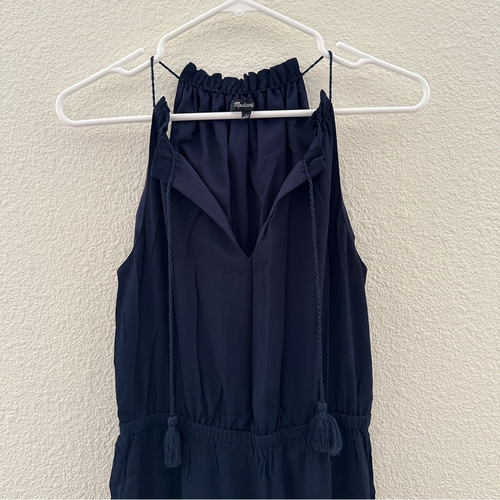 Madewell Navy Blue Tassel Front Maxi Dress Wedding Guest Party‎ Size 2 - Picture 3 of 7